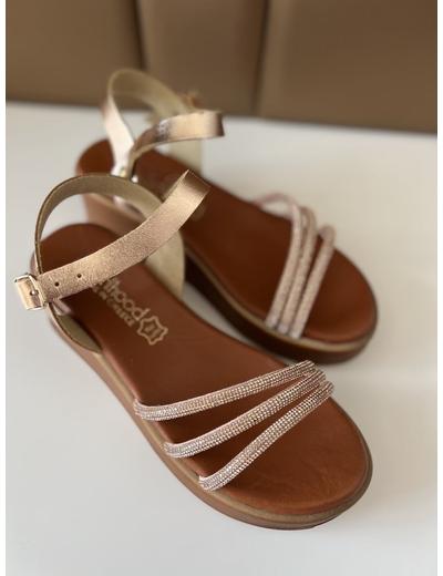 MENORCA rosegold szandál - valódi bőrrel