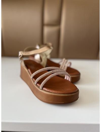 MENORCA rosegold szandál - valódi bőrrel