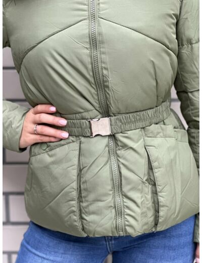LENA steppelt kapucnis kabát - övtartozékkal