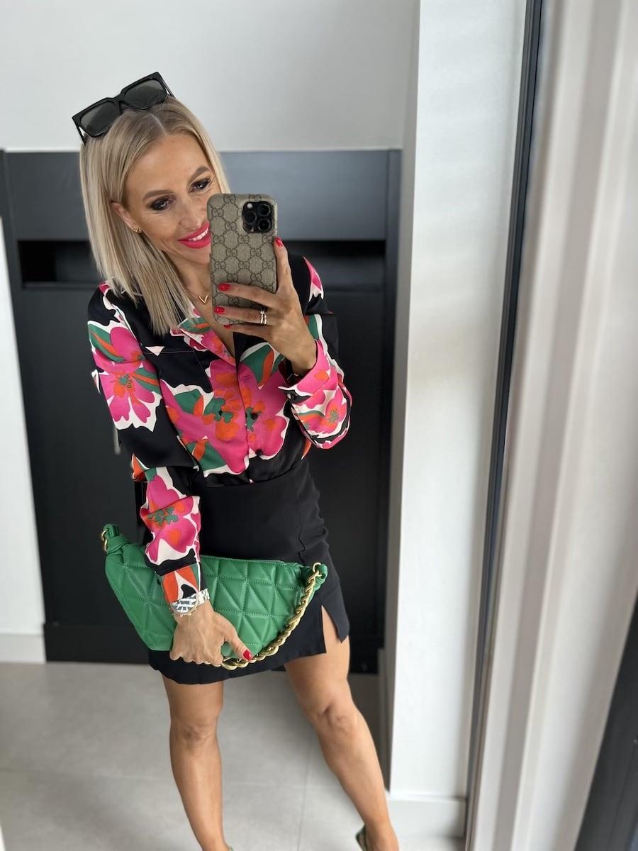 LARA szatén mintás blúz