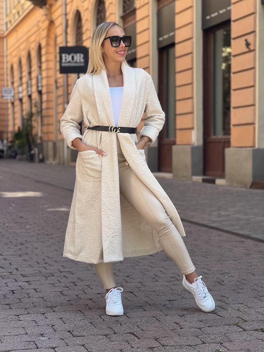FASHION hosszított kardigánkabát - övvel