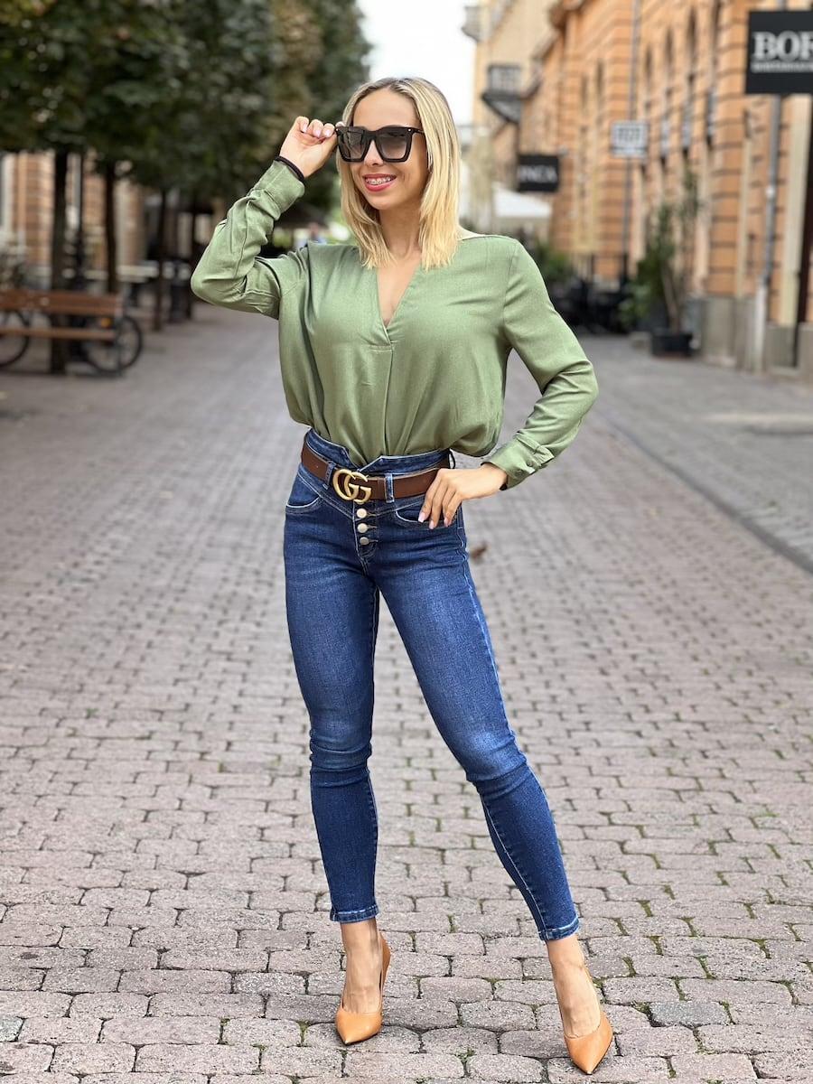 GAGA magasított derekú farmernadrág