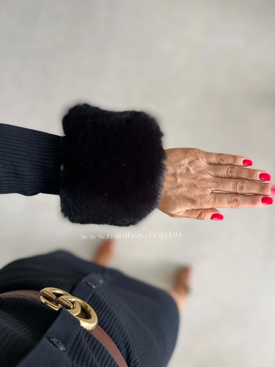 BALI bordázott ruha - lecsatolható szőrmével