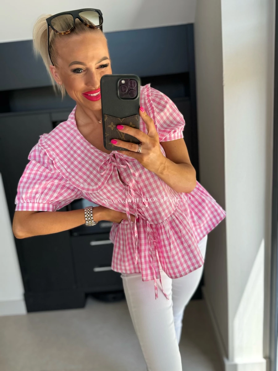 ZIYA kockás francia peplum ing
