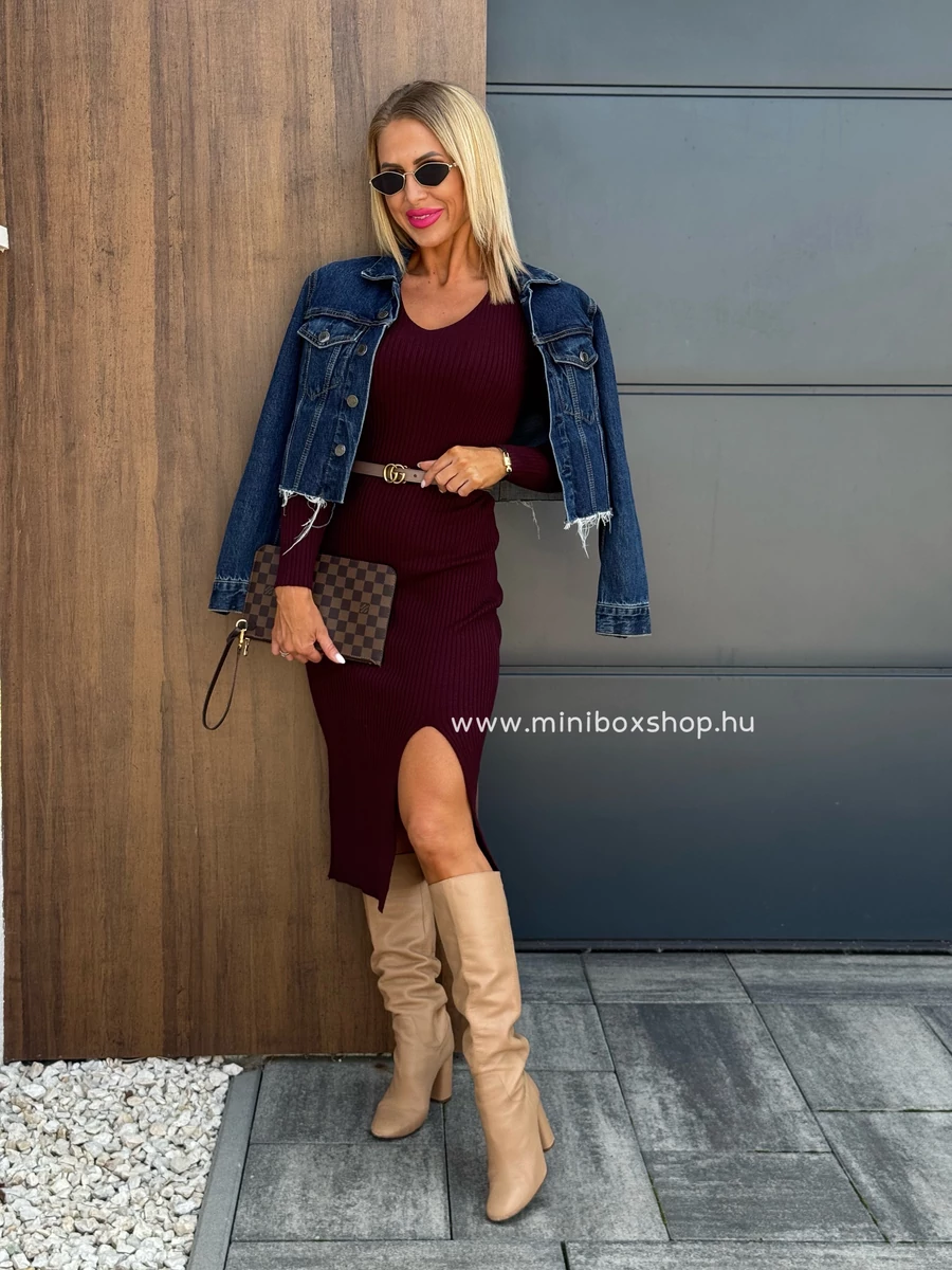 BREE Fall bordázott midi ruha