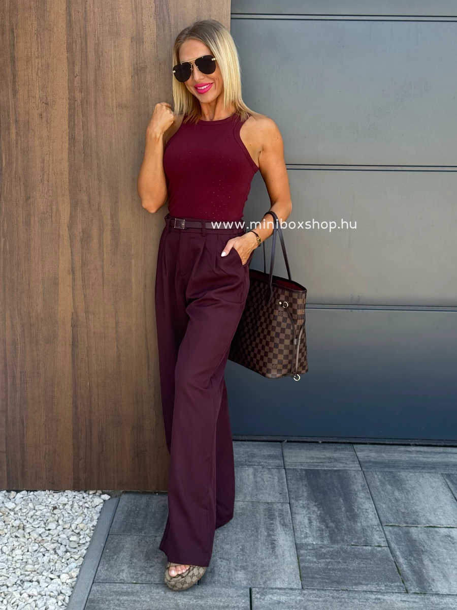 VIRI Fall burgundy nadrág - övvel