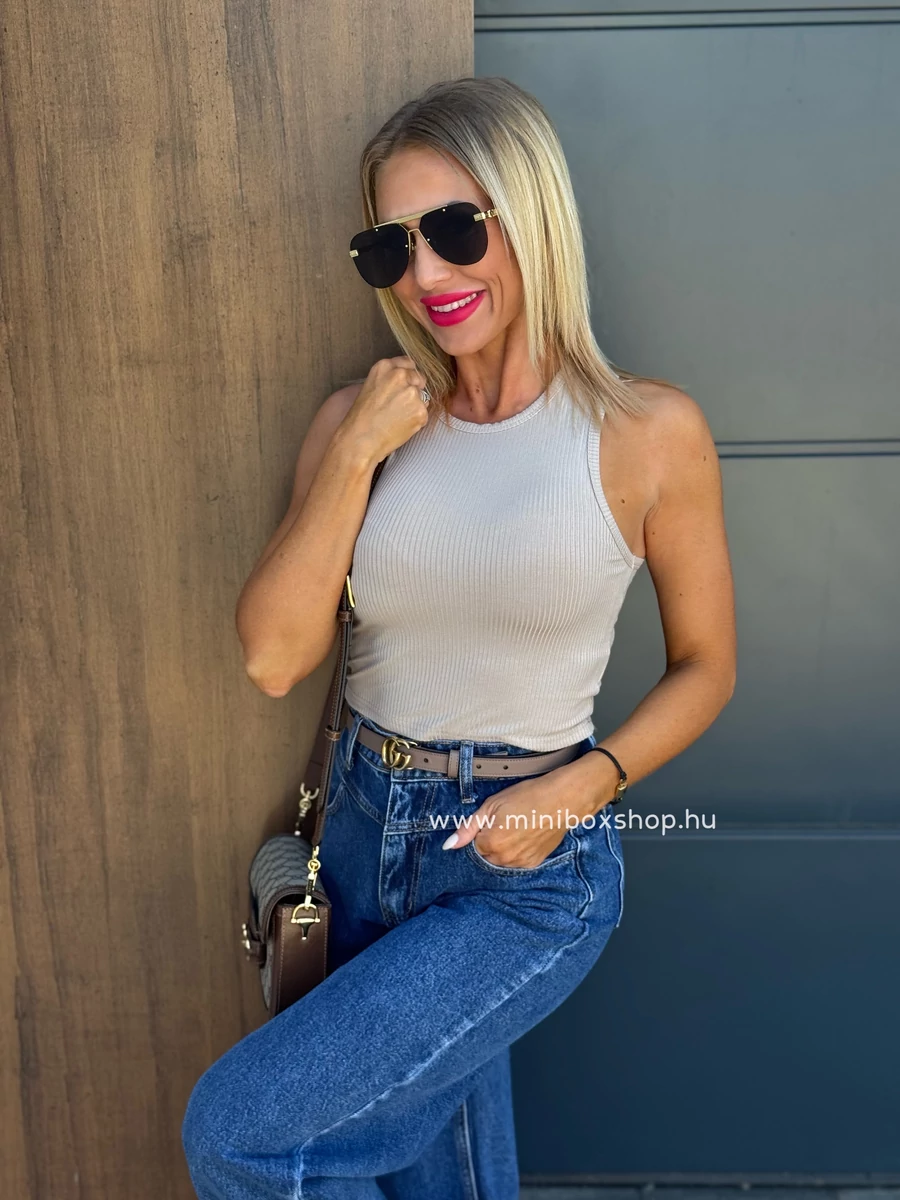 SPRING bordázott pamut crop top