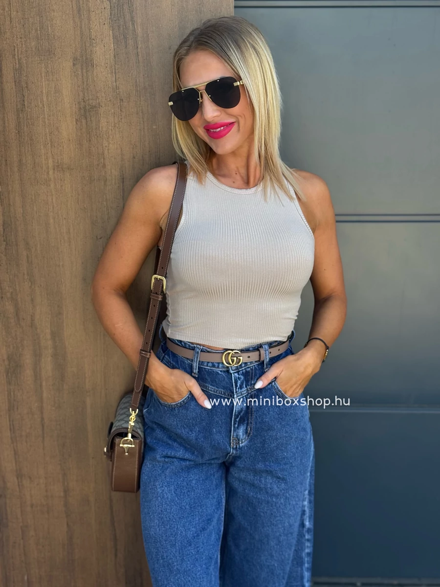 SPRING bordázott pamut crop top