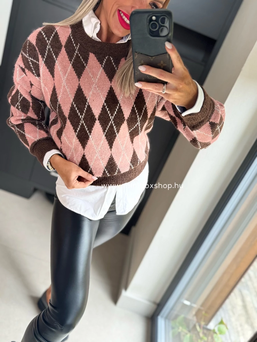 WIEN kockás pulóver - gyapjúval
