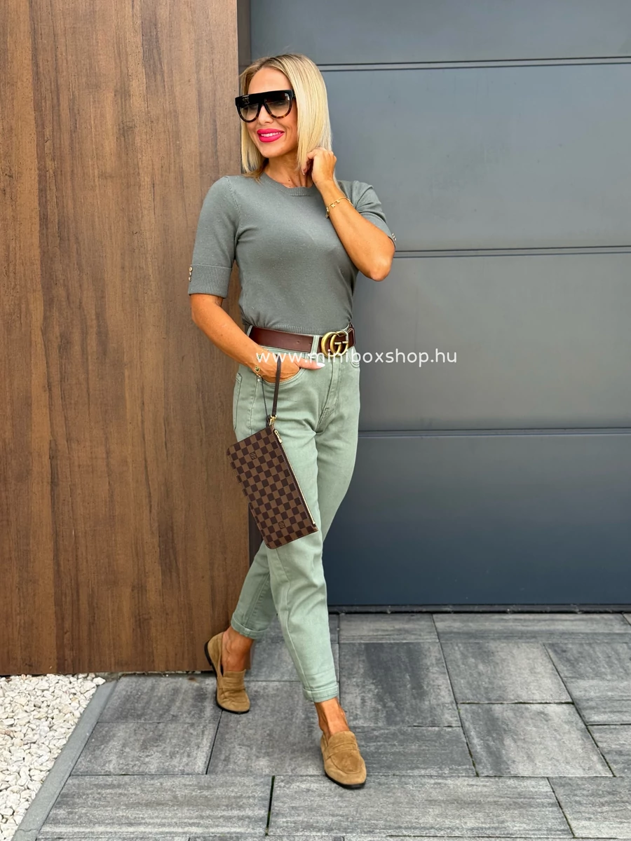KHAKI MOM Fit farmernadrág