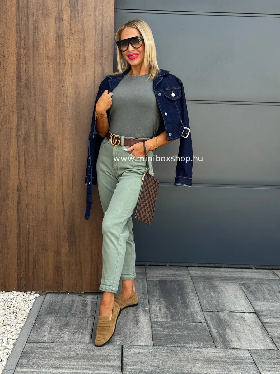 KHAKI MOM Fit farmernadrág