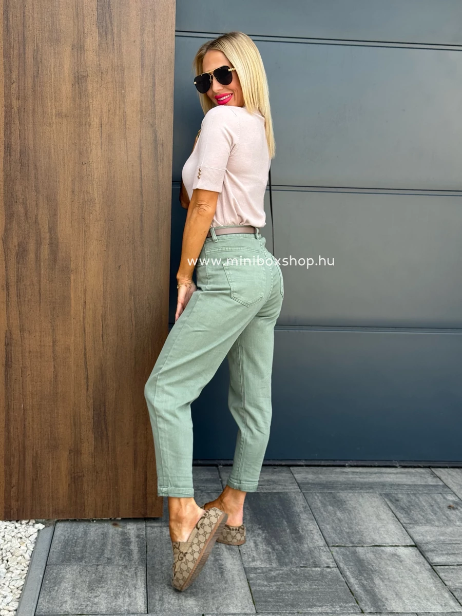 KHAKI MOM Fit farmernadrág