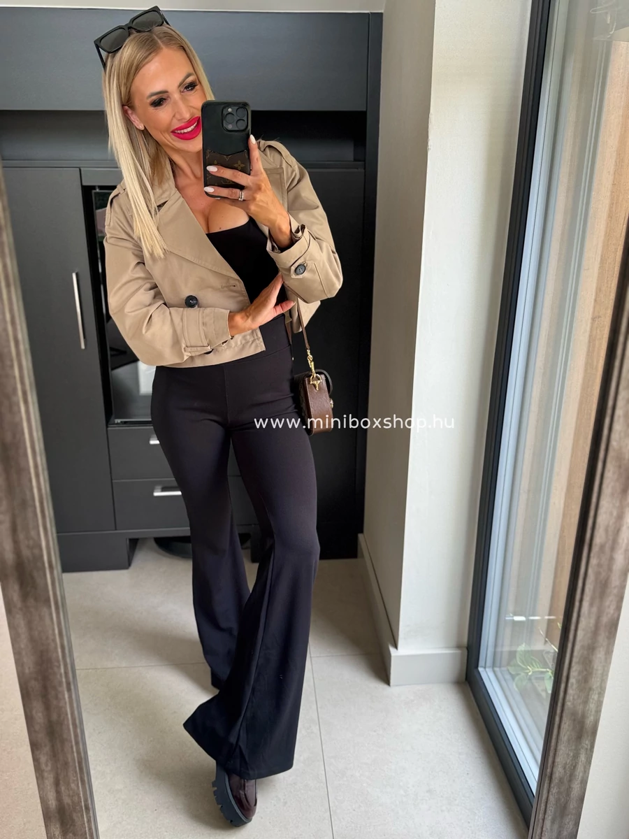 BLACK Flare nadrág - gumis derèkkal