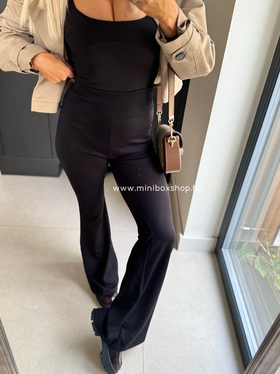 BLACK Flare nadrág - gumis derèkkal
