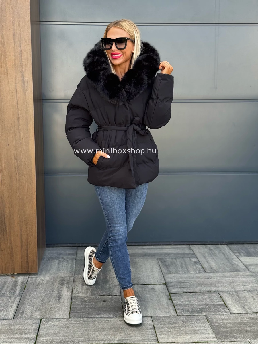 LEXIA steppelt bèlelt kabàt - extra kapucnival - szőrmèvel