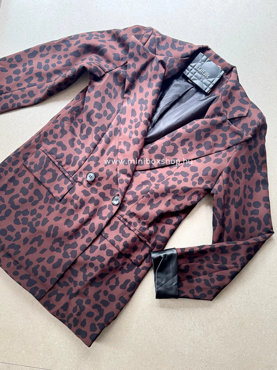 LEO BROWN blézer - bőrhatású visszahajtható ujjakkal