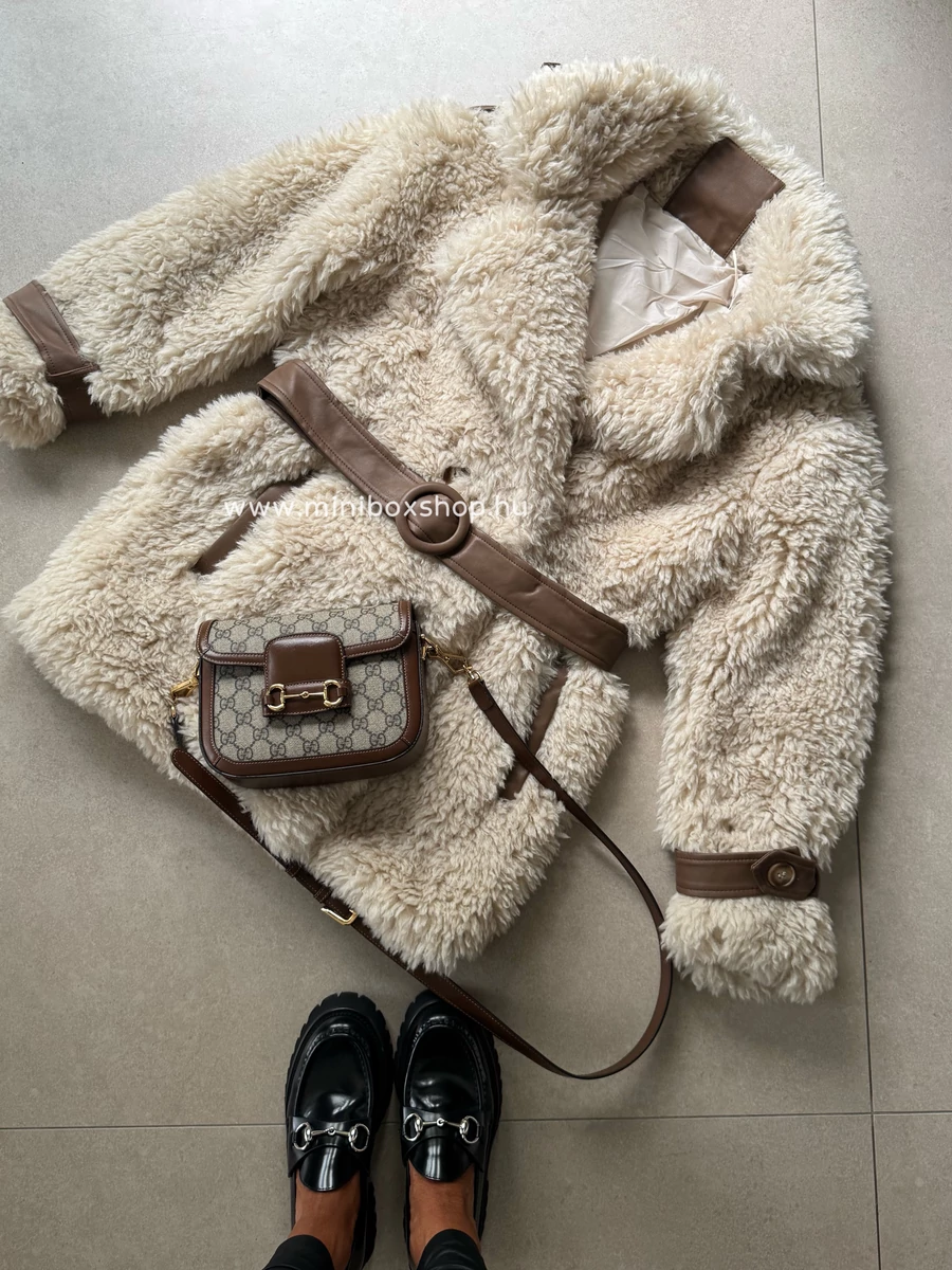 ROBERTA extra puha TEDDY kabát - övvel