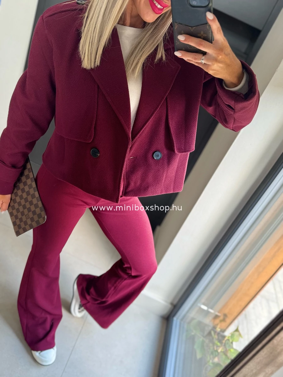 BURGUNDY Flare nadrág - gumis derèkkal