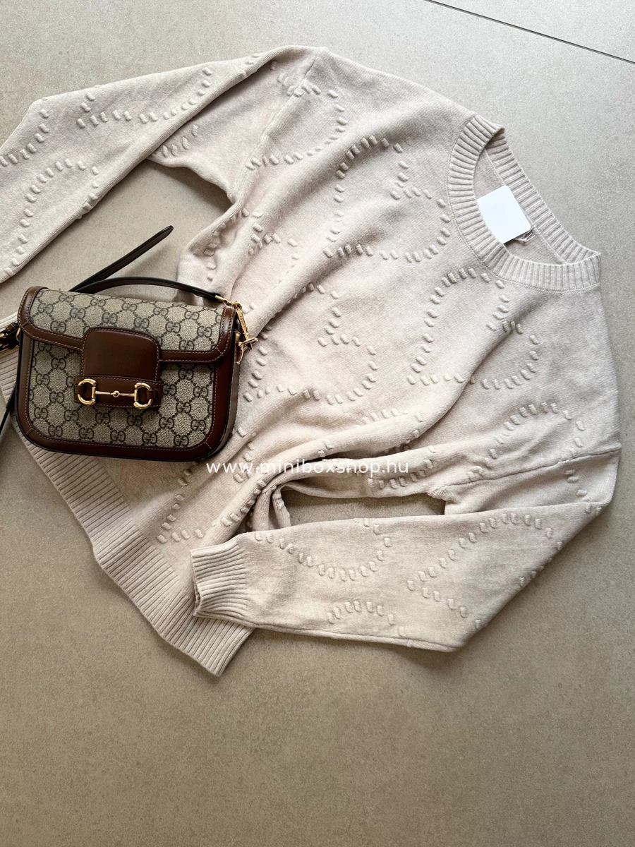 LOVE Fall Beige dombornyomott mintás felső