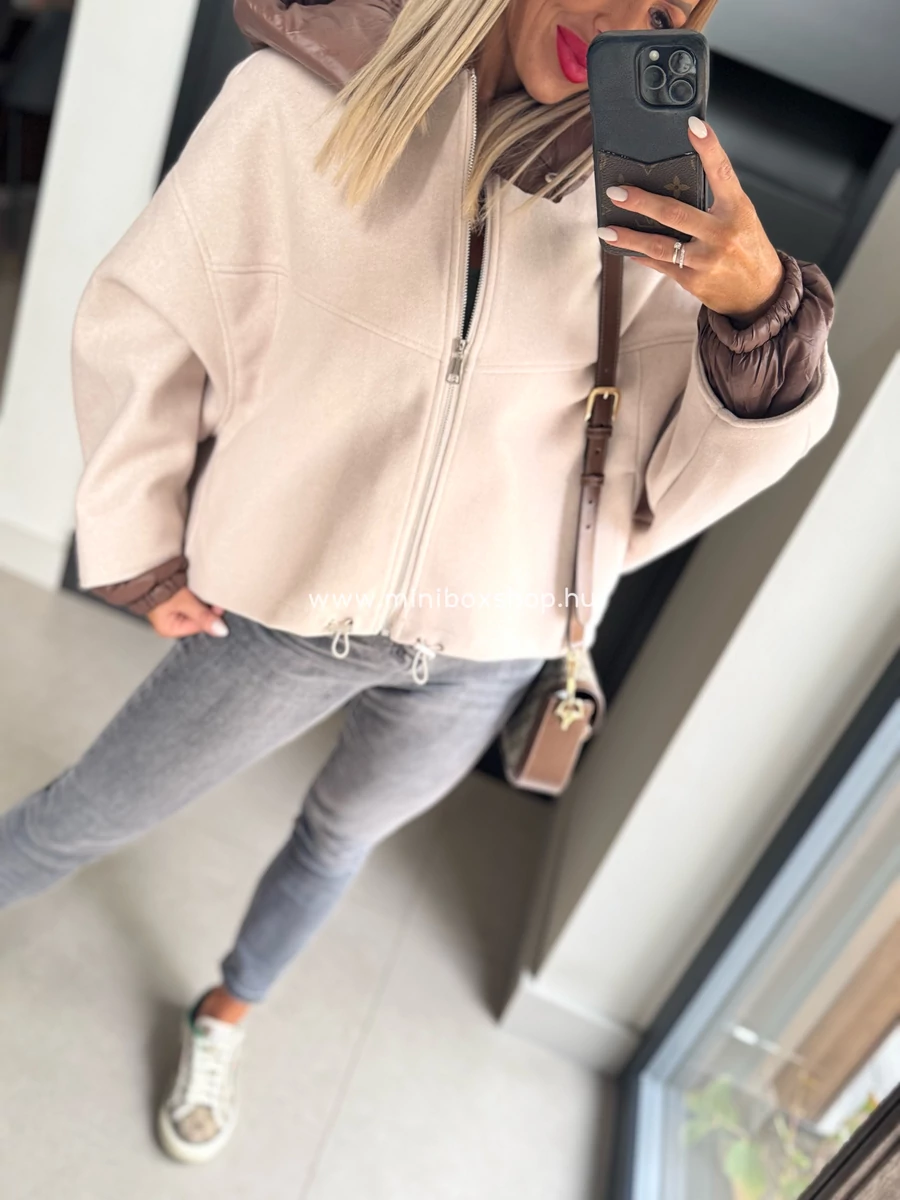 KATY francia gyapjú hatású oversized kabát - lecsatolható rèszekkel