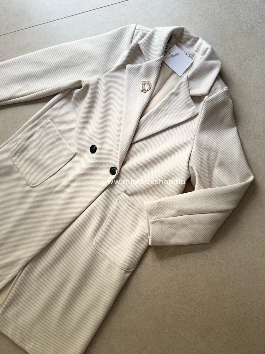 ANNA nyers szövetkabát - kitűzővel