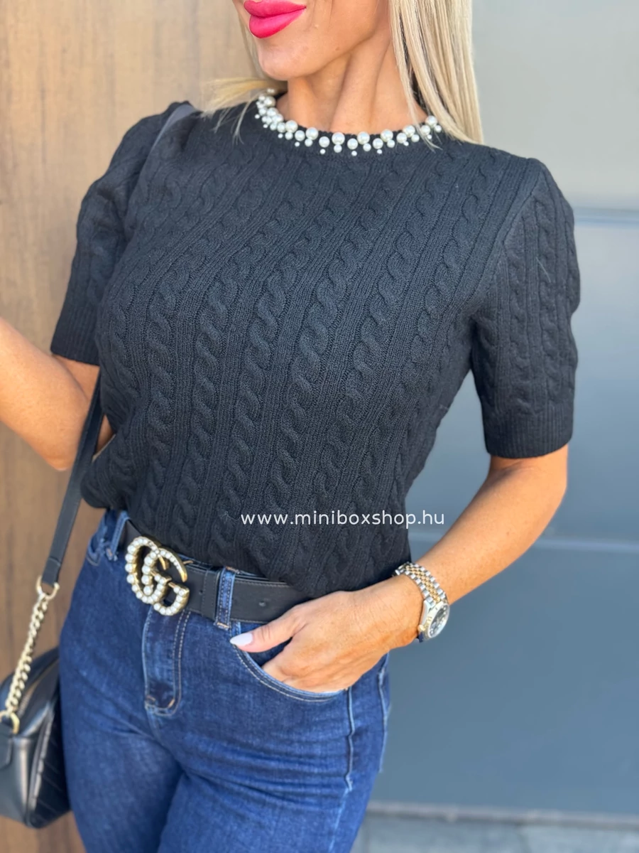 ABIGEL csavarmintás felső - gyöngyökkel