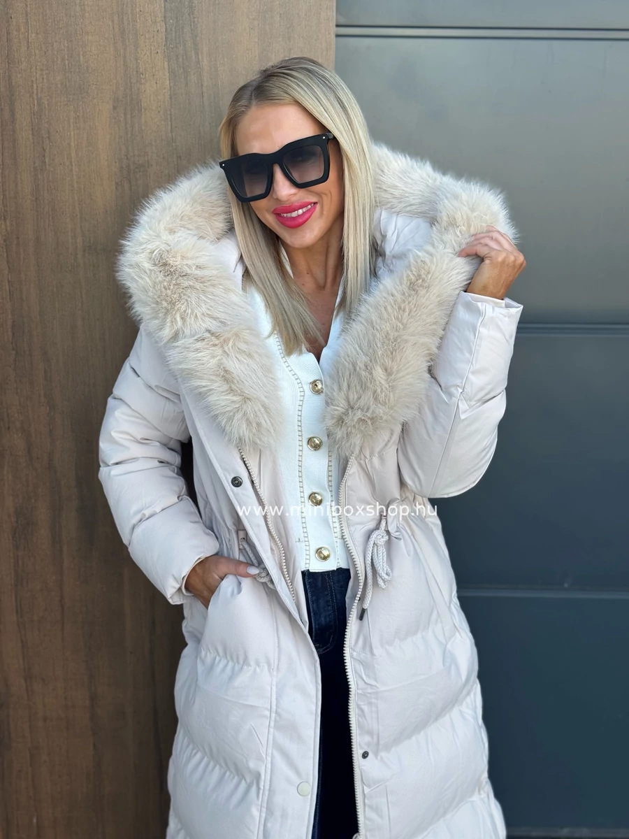 HENNA karcsúsítható steppelt kabát - lecsatolható szőrmével