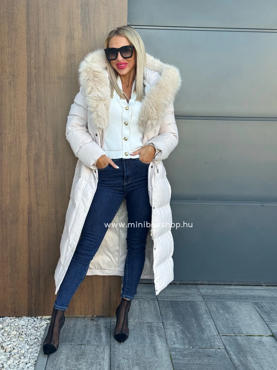 HENNA karcsúsítható steppelt kabát - lecsatolható szőrmével