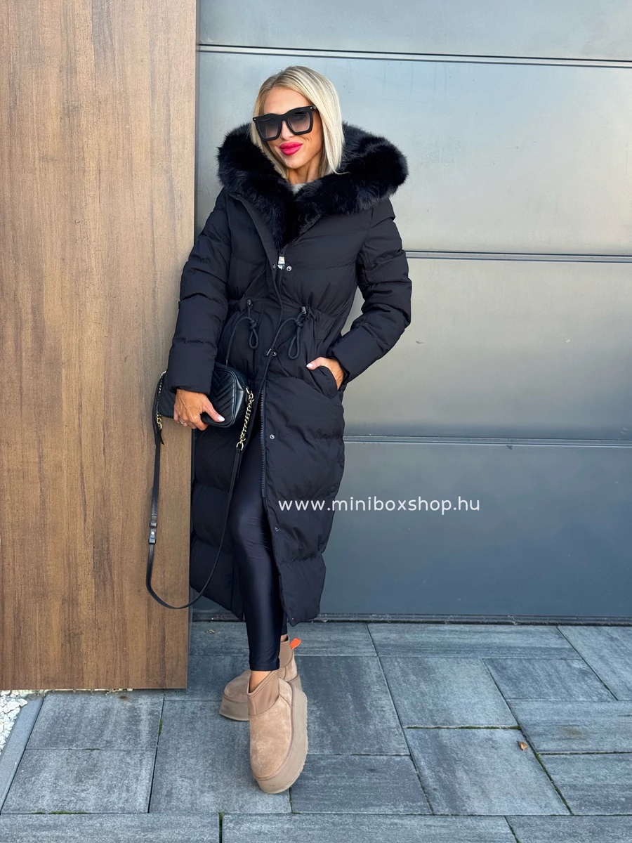HENNA karcsúsítható steppelt kabát - lecsatolható szőrmével