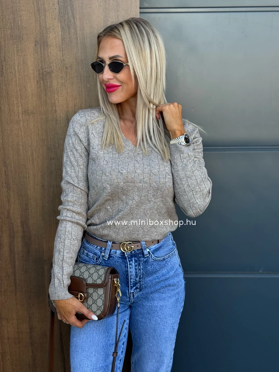 TEDDY csavartmintás V-nyakú felső