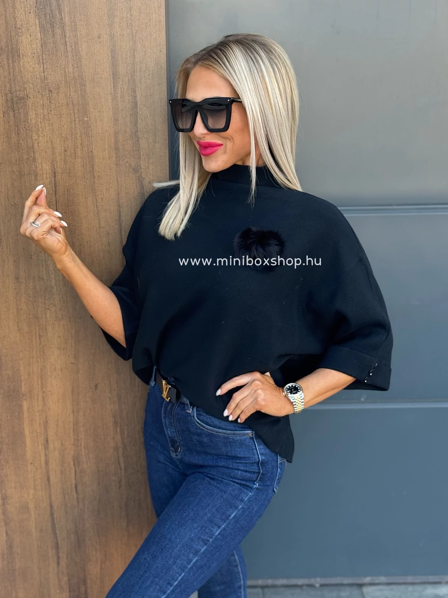 DODO extra puha mininyakú tunikafelső - pompom kitűzővel