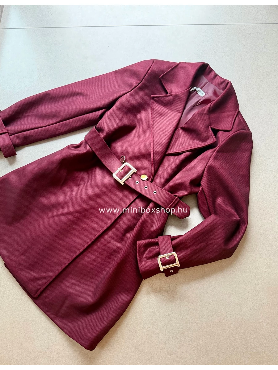 AFRODITE térdfölött érő -szövetkabát - övvel