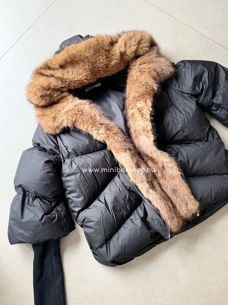 BELLU Limited Black&Brown kabát - finom szőrmével