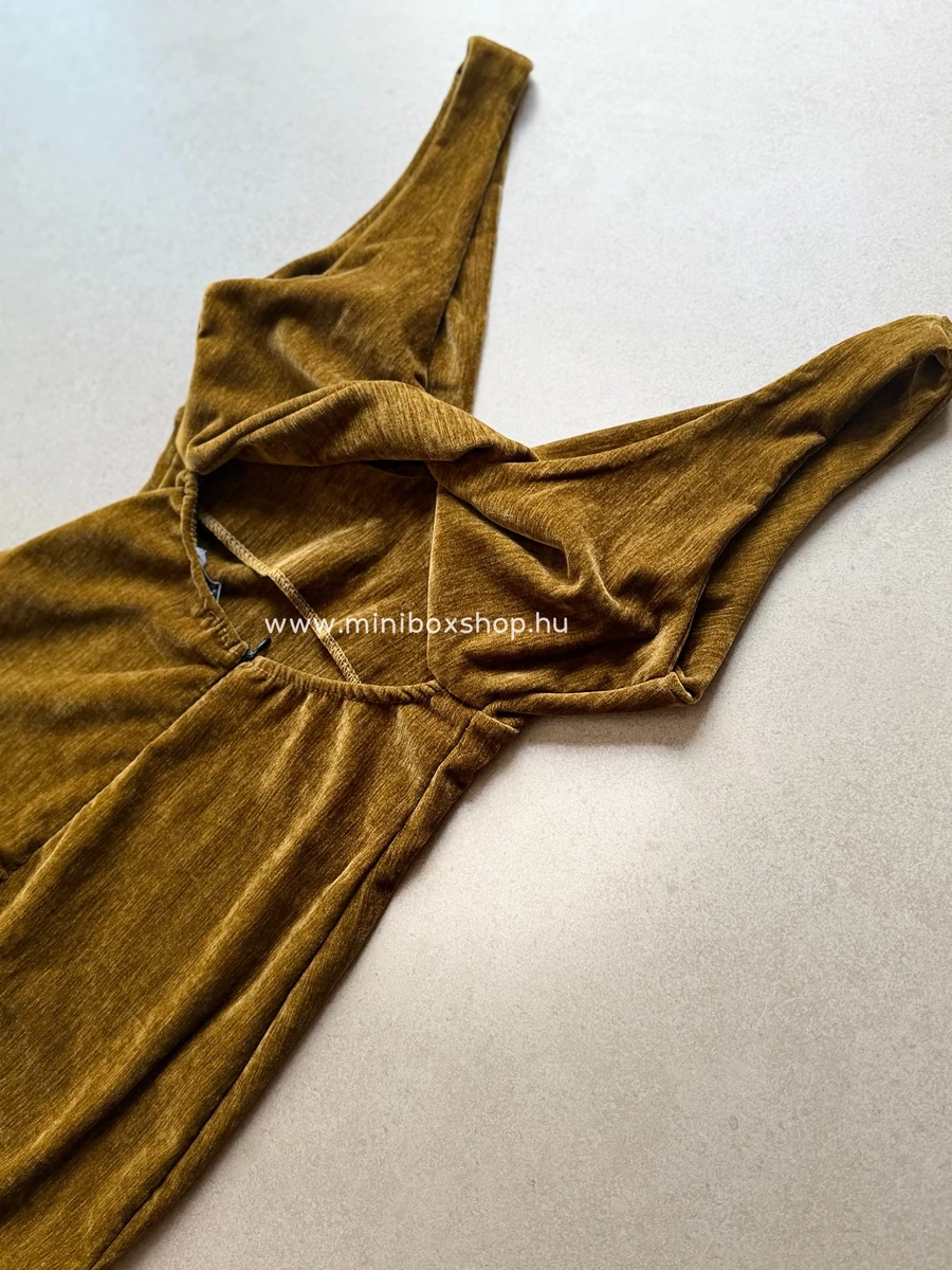 MATEO bársony ruha - csavart dekoltázzsal hátán