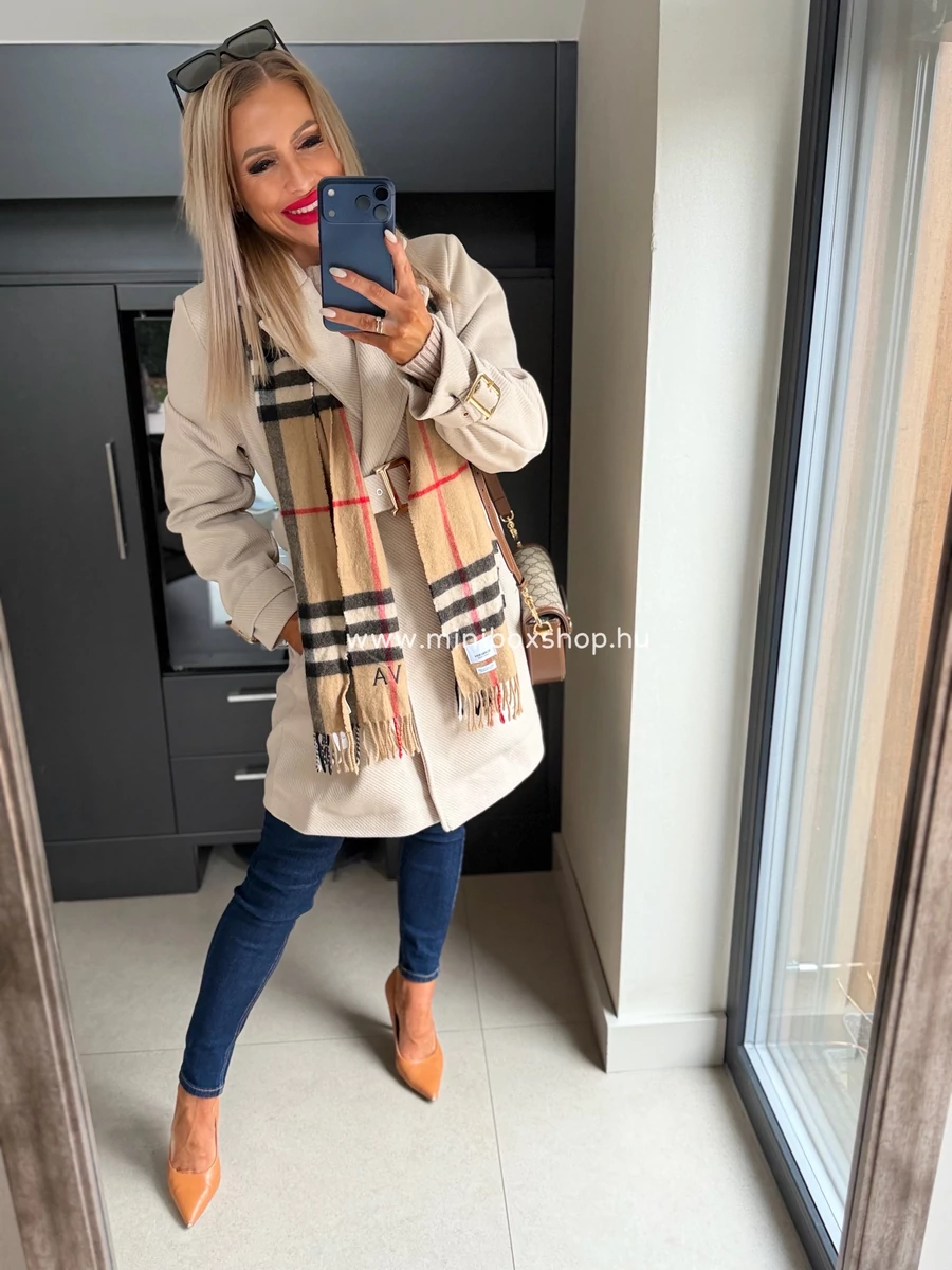 AFRODITE térdfölött érő -szövetkabát - övvel