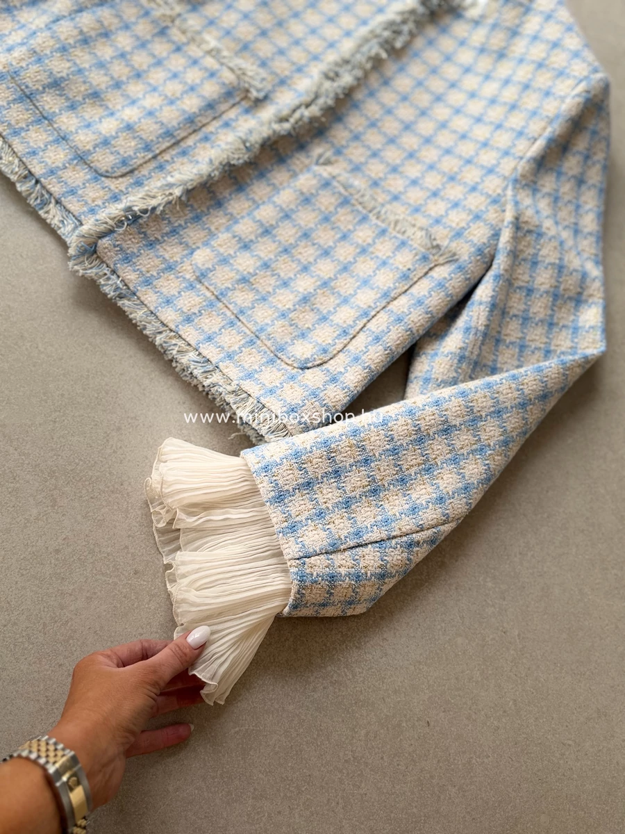 NELLI TWEED blézer - szatén ujjrésszel