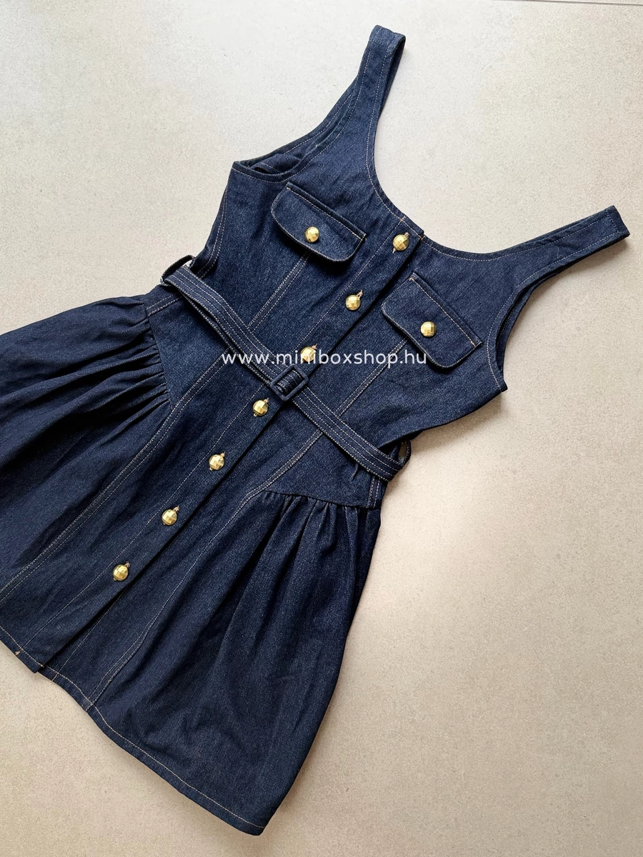 ZOZI nőies farmerruha - övvel - arany gombokkal