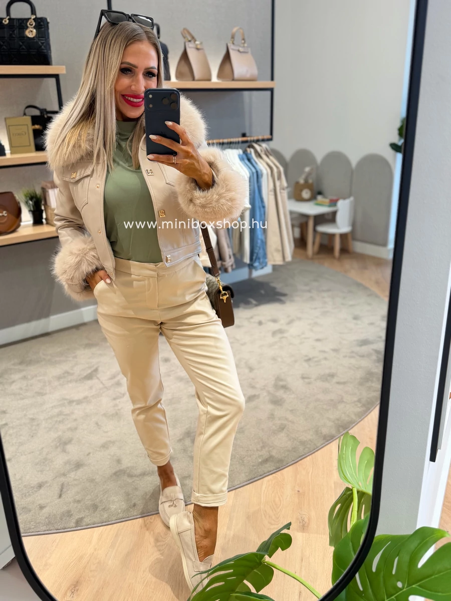 SZOFI PASTEL extra puha műbőr kabát - szőrmével