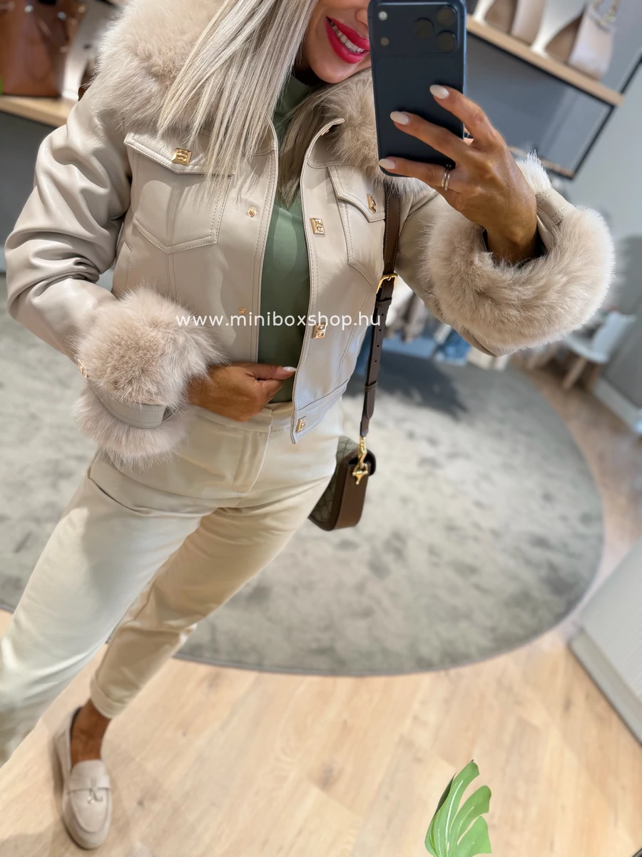 SZOFI PASTEL extra puha műbőr kabát - szőrmével