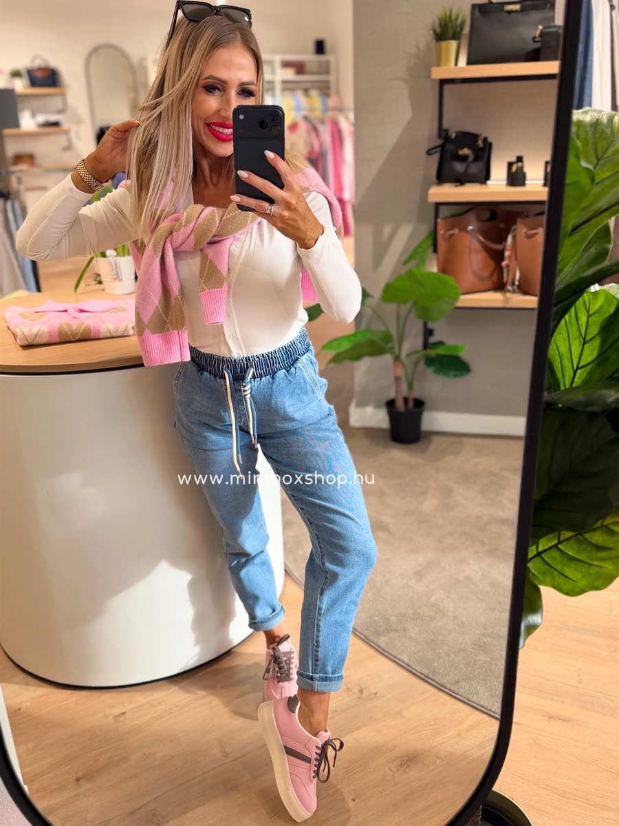 NATASA gumírozott derekú farmernadràg