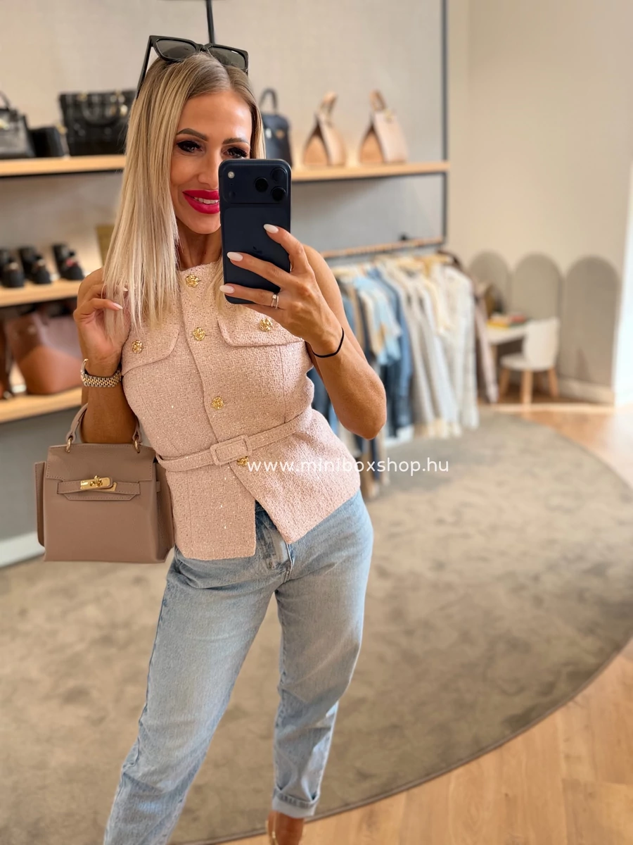 TWEED mellény - arany gombokkal - övvel