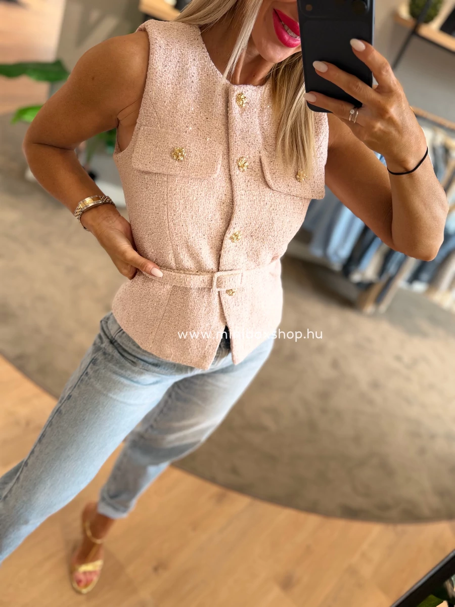TWEED mellény - arany gombokkal - övvel