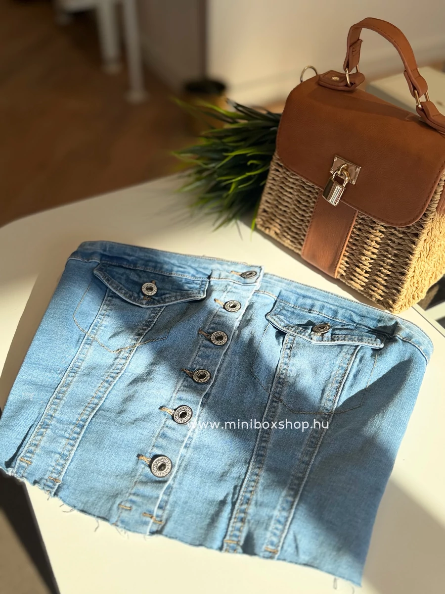 DENIM crop elasztikus felső