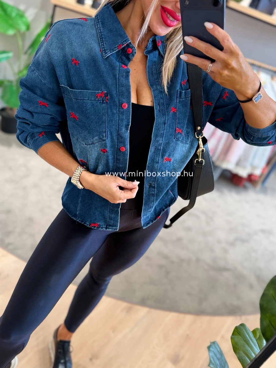 LOVE HORSE mèlykèk farmering -hímzèssel