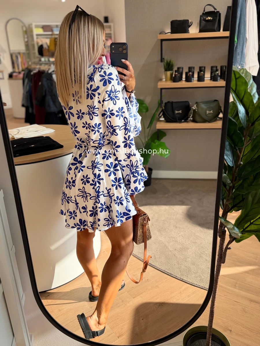 GREEK Flower vászonhatású mintás ruha