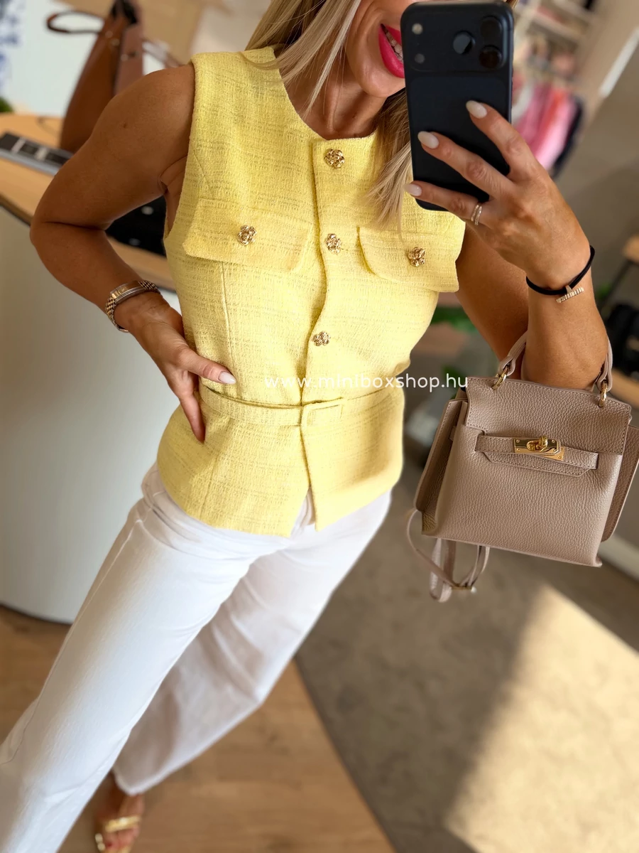 TWEED mellény - arany gombokkal - övvel