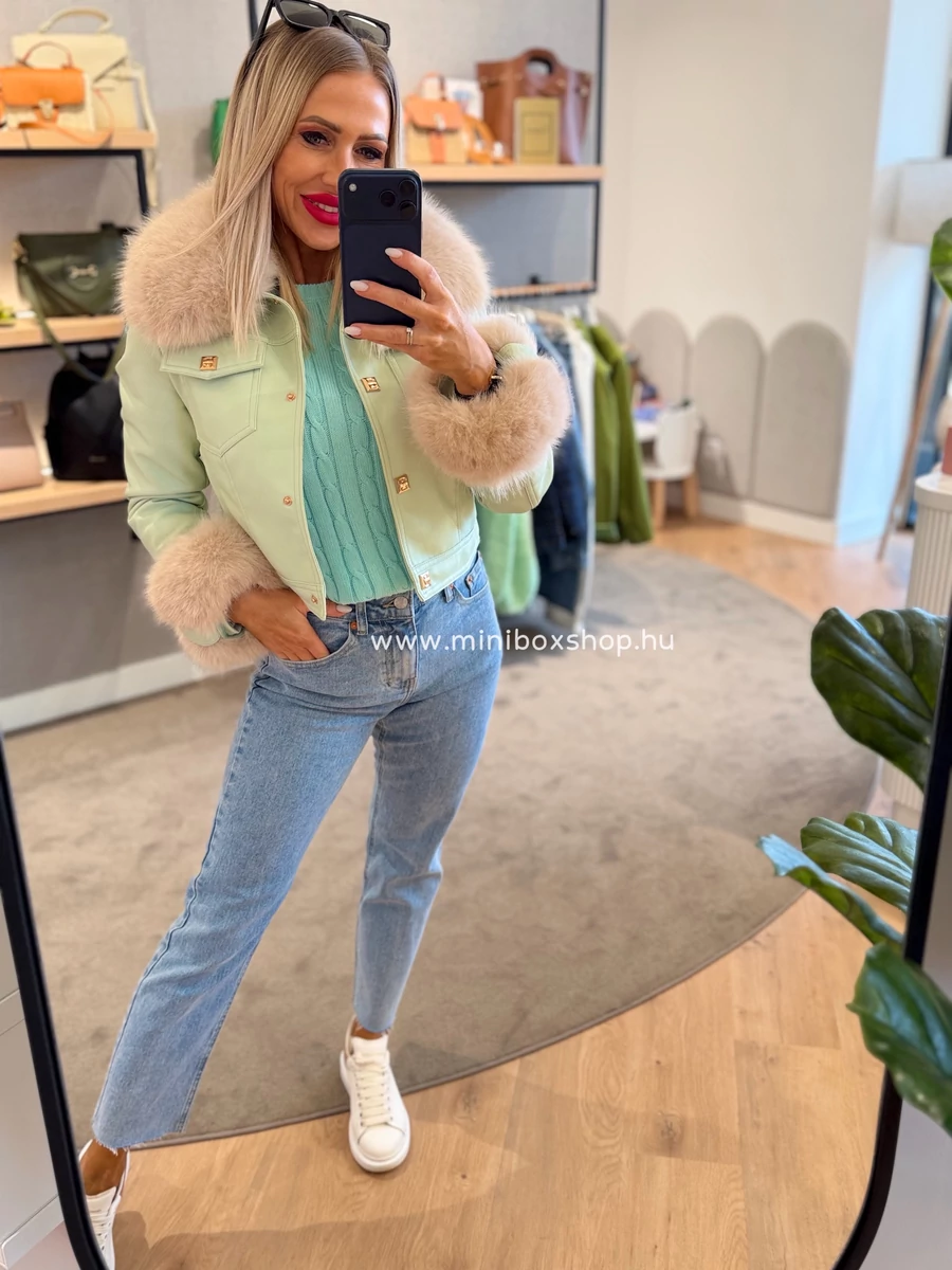 SZOFI PASTEL extra puha műbőr kabát - szőrmével