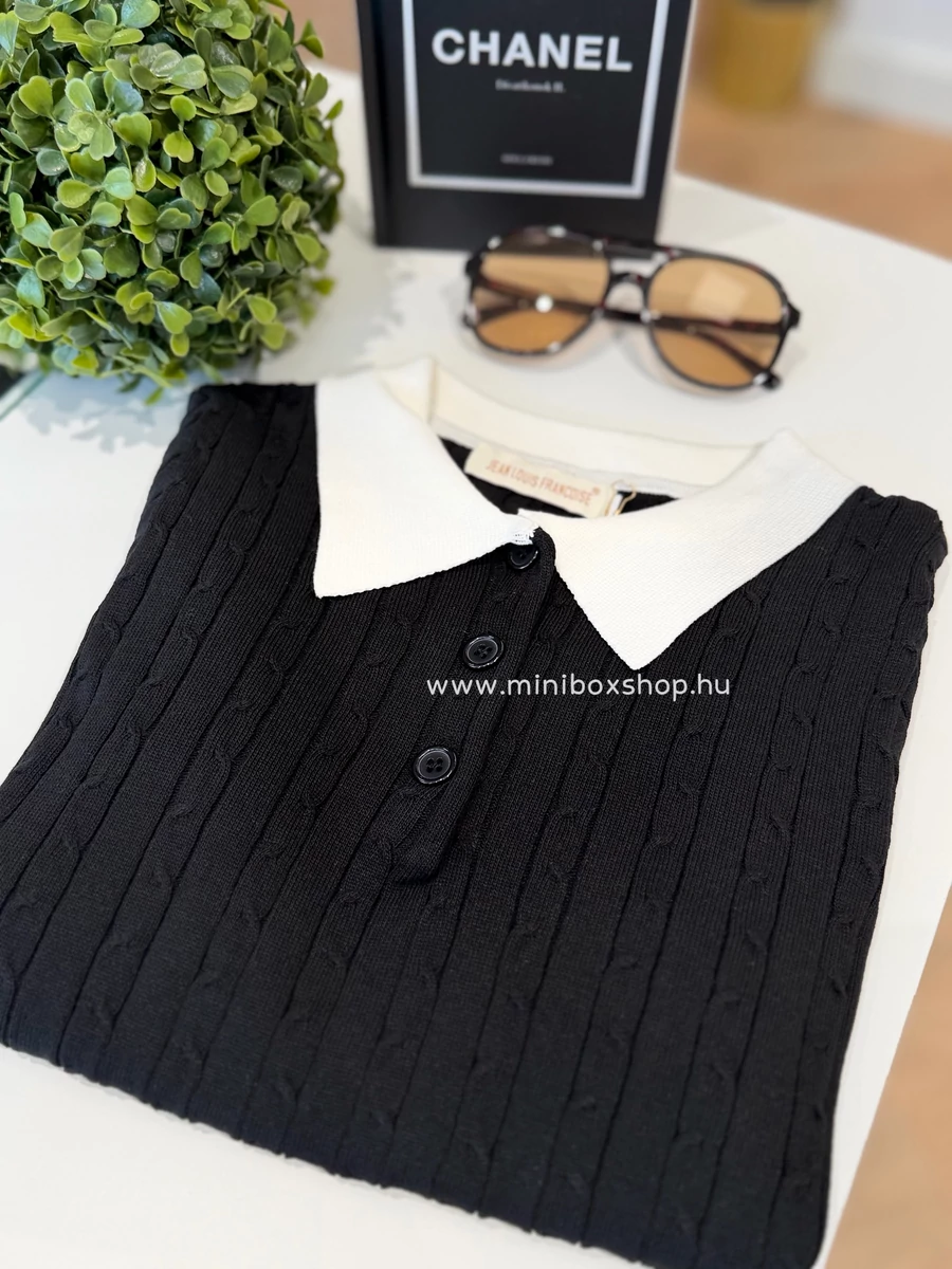 NICOLE csavartmintás galléros felső