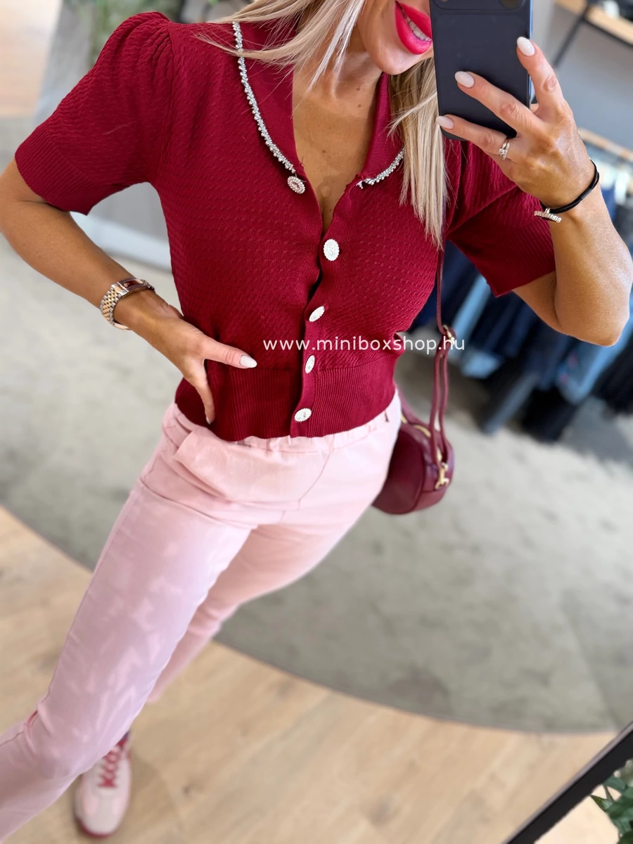 OTILIA francia kardigánfelső - masnis kitűzővel