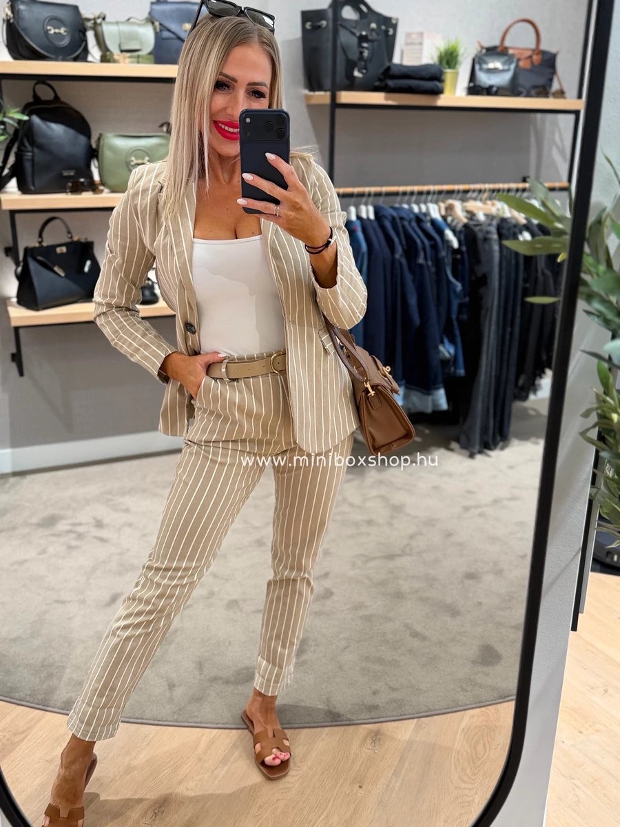STEFFI gumis derekú csíkos nadrág - övvel